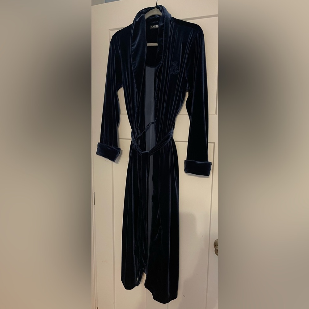 Ralph Lauren Navy Velvet Dressing Gown Robe